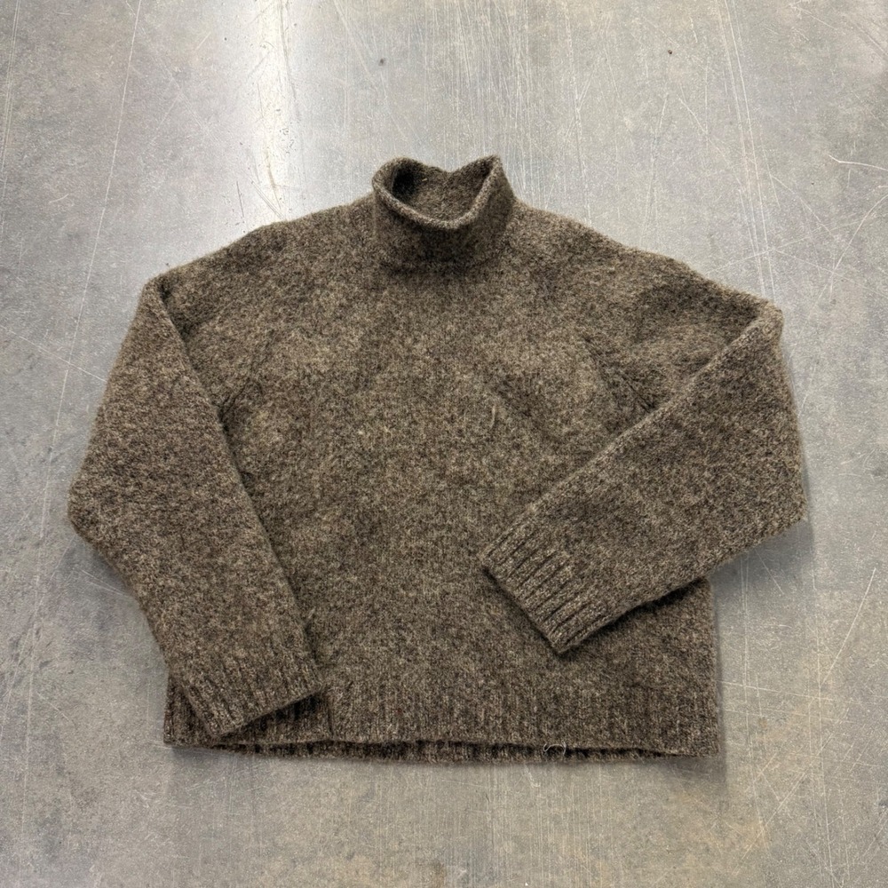 Vintage Abercrombie & Fitch Wool Mock Neck Sweater Brown Red Cross Mens XL